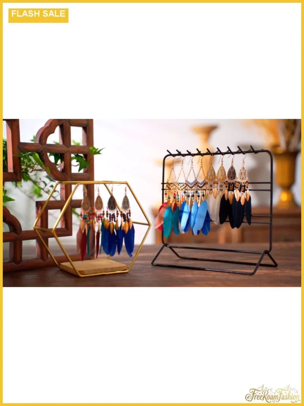 6 Pairs Bohemian Faux Feather Tassel Drop Dangle Earrings Set